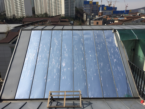 남향 경사 지붕 열반사 알루미늄코팅 작업(20. 3.31)